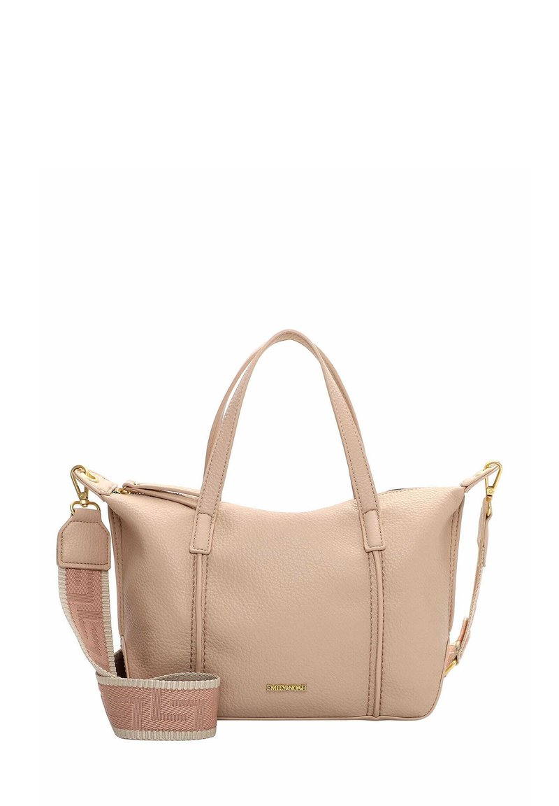 Bēša ādas somiņa ar divām augšējām rokturiem un noņemamu rakstainu siksniņu. Aprīkota ar zelta detaļām un rāvējslēdzēja aizdari. Gluda tekstūra.