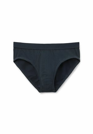 Dark gray men's briefs made from soft fabric, featuring a smooth waistband and subtle stitching details. Classic cut with no patterns.