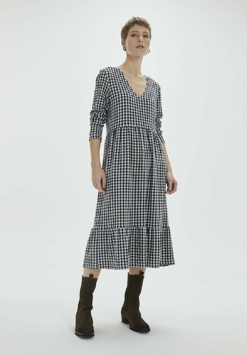 System Action MIDI WITH CUT OUT BUST AND HEM Day dress black