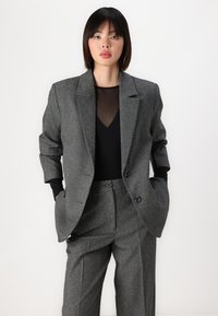 JDY JDYBLOOM SIRI STRAIGHT PANT - Hlače - black/white salt and pepper