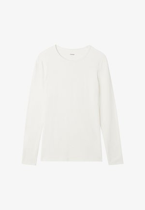 Witte longsleeve t-shirt van zachte katoen, met een ronde halslijn en een gladde, schone afwerking zonder patronen of accenten.