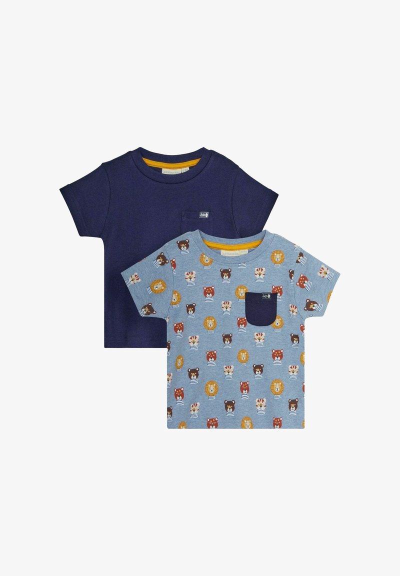 JoJo Maman Bébé 2-PACK REGULAR FIT - Jednoduché tričko - blue safari cats