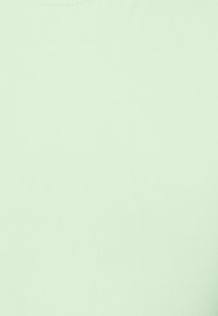 T-shirt côtelé vert clair avec un col rond classique et une texture lisse, conçue pour un ajustement près du corps. Pas de motifs ou de détails supplémentaires.