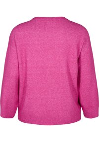 Zizzi RUNDHALSAUSSCHNITT MITTELNAHT - Džemperis - fuchsia red mel.