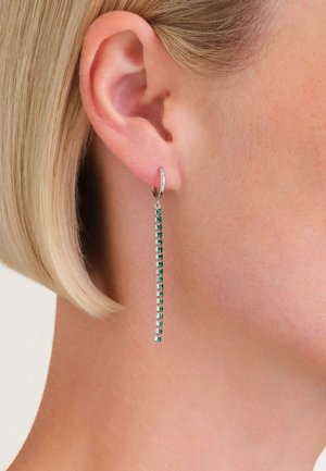 Rosefield, TENNIS LIGHT EARRINGS - Pendientes - silver-coloured emerald