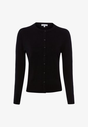 Schwarzer langärmeliger Knopf-Cardigan mit rundem Ausschnitt und geripptem Saum und Bündchen, Größe M, mit Label Marie Lund Copenhagen.