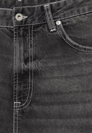 PULL&BEAR, BAGGY DENIM WITH EMBROIDERY - BERMUDA SHORTS - Denimové šortky - dark grey