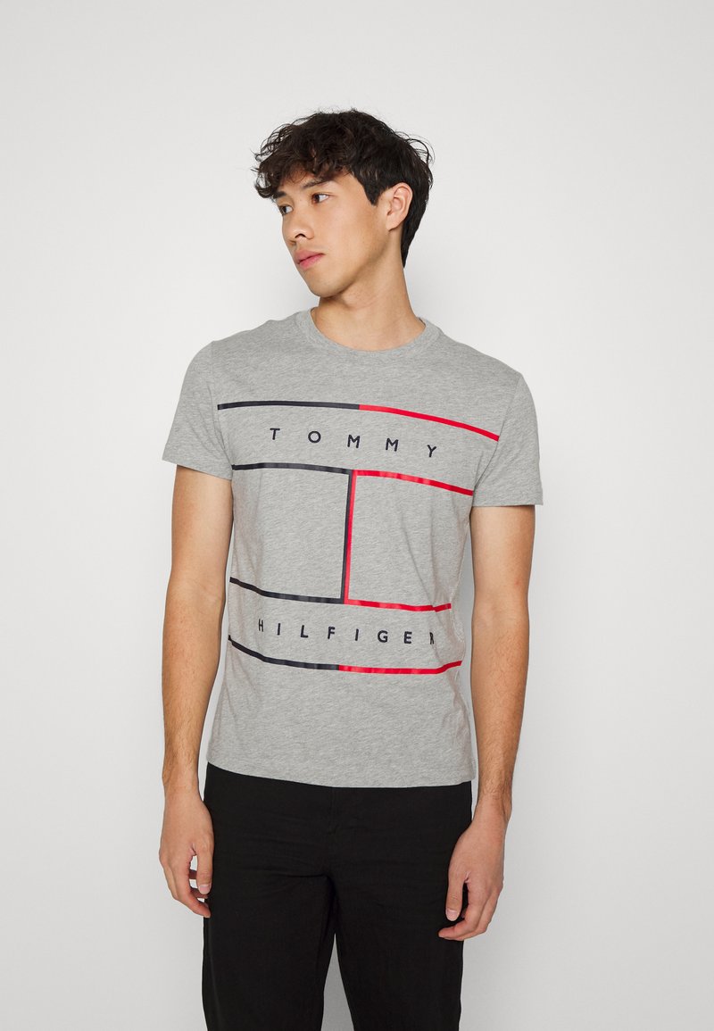 Tommy Hilfiger LARGE FLAG TEE - T-shirt estampada - light grey heather