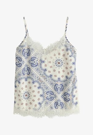 Next, REGULAR FIT - LACE TRIM SATIN CAMI TOP . - Toppi - white blue scarf print