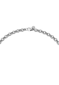 Hõbedane kettkäevorm, millel on omavahel seotud lingid, sile pind ja turvaline karabiinkinnitus. Lihtne disain, millel on poleeritud viimistlus.