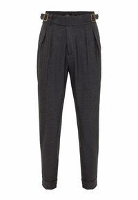 Antioch PLEATED WITH BUCKLE BELT DETAIL - Stoffhose - smoked 