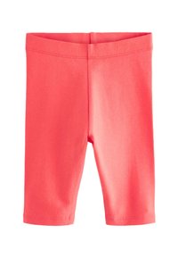 Koraalkleurige stretchlegging gemaakt van een zachte katoenmix, met een soepele tailleband en een enkellange snit zonder versieringen of patronen.