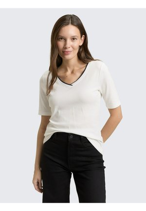 MIT V-AUSSCHNITT - T-Shirt basic - whisper white