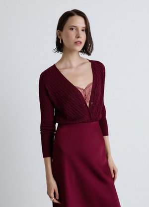 Calliope, MAGLIA TINTA UNITA - Cardigan - bordeaux