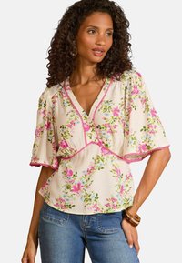 REGULAR FIT - PRINT SHORT SLEEVE V-NECK TEA - Bluse - floral