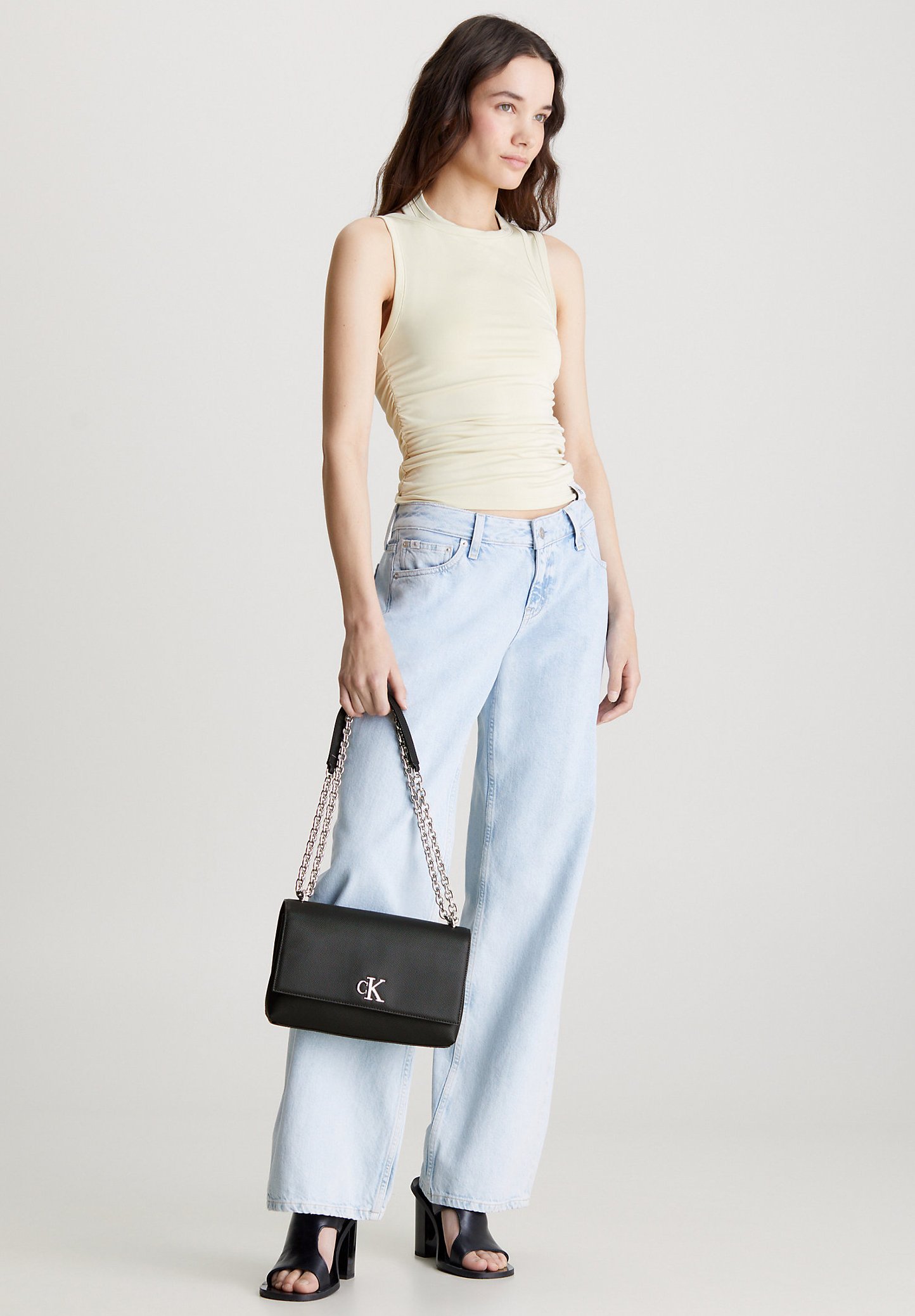 [CK JEANS] CKJ Minimal Monogram Flap Shoulder Bag ★人気★ Minimal Monogram Flap Shoulder Bag | black | Calvin Klein