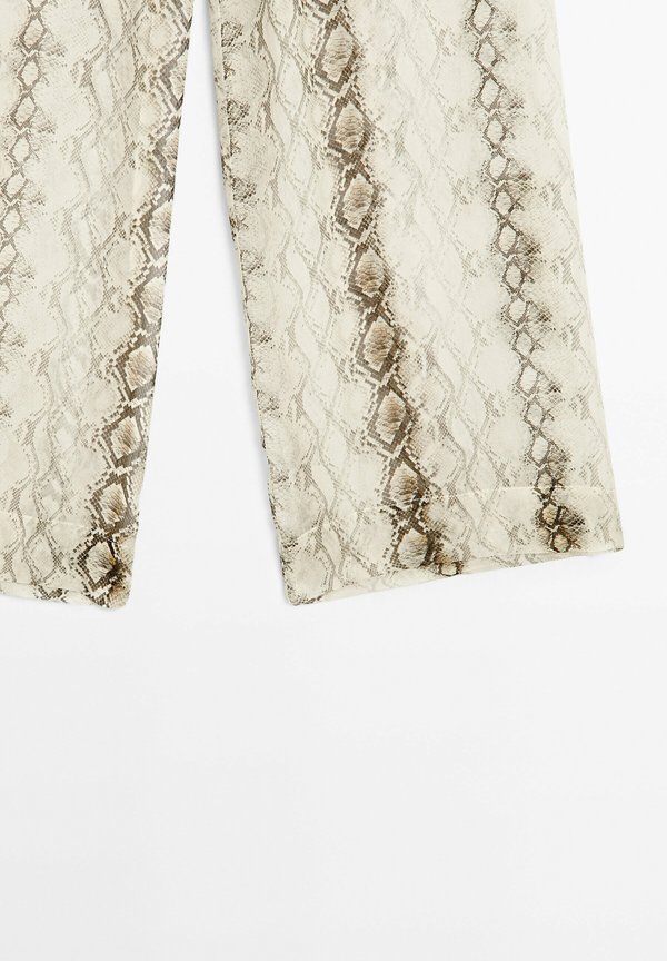 LIGHTWEIGHT FLOWING ANIMAL PRINT - Trousers - beige2