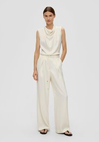 s.Oliver BLACK LABEL MIT WIDE LEG - Pantalon classique - natur