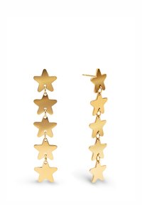 Los pendientes con tono dorado presentan un diseño en cascada de cinco formas de estrella interconectadas y recortadas con un acabado brillante.