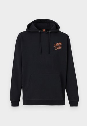 Μαύρη φούτερ με κουκούλα και μπροστινή τσέπη, με μικρό πορτοκαλί κείμενο "Santa Cruz" στο αριστερό στήθος.