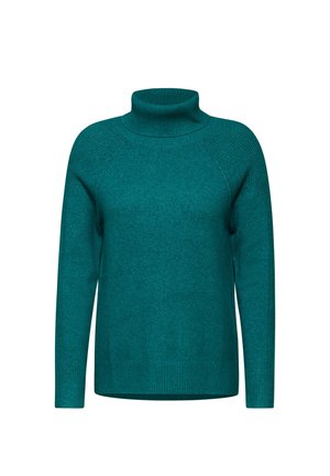 Tummansininen poolopaita pitkähihaisilla, ribattuilla hihansuilla ja helman päällä, valmistettu pehmeästä, teksturoidusta kankaasta. Varustettu raglan-hihamallilla.