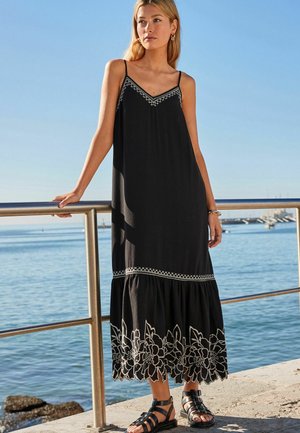 EMBROIDERED STRAPPY SUMMER - Vestito lungo - black cream