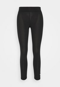 Svarta leggings tillverkade av ett stretchigt tyg. Har en slät midja och en liten vit logotyp längst ner på vänster ben.