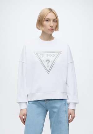 Guess, TRIANGLE GLITTER - Sudadera - pure white