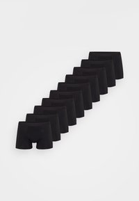 Boxer shorts de algodón negro dispuestos en fila, con un diseño ajustado, color sólido y cinturilla elástica.