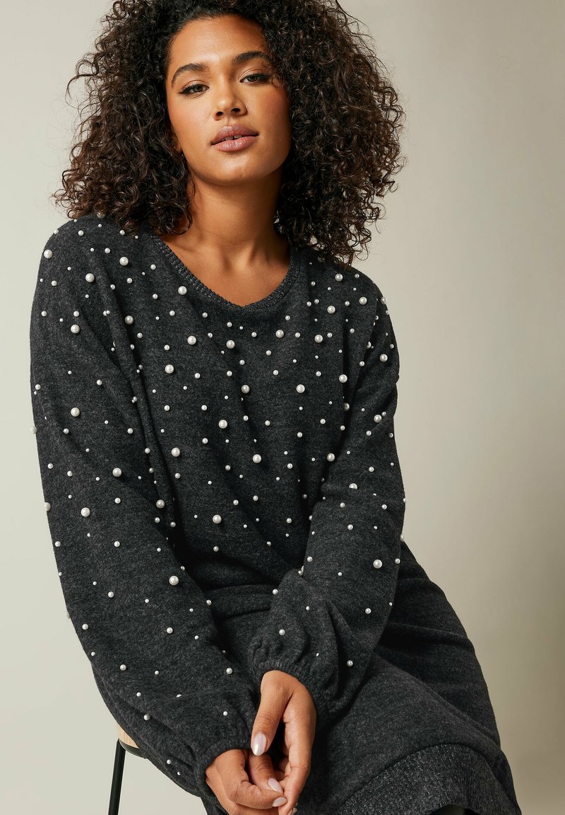 beaded jumper dress Black Sequin Sleeve Jumper Dress