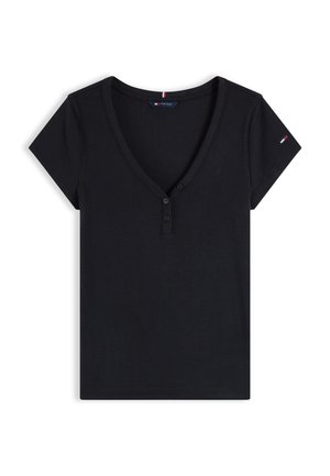 Tommy Jeans, HENLEY - T-shirts basic - black