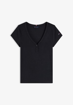 Tommy Jeans, HENLEY - T-shirts basic - black
