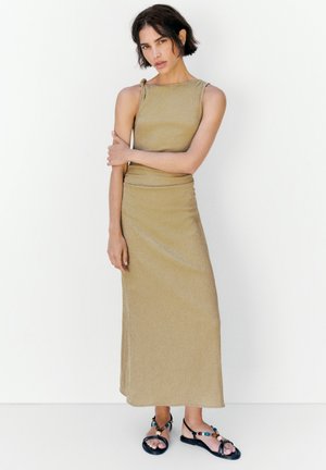 PULL&BEAR WITH KNOT AND GATHERING - MIDI DRESS - Denné šaty - khaki