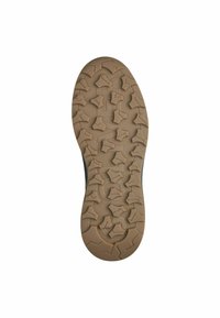Semelle de chaussure en caoutchouc marron avec un motif de semelle pour une meilleure adhérence, de forme courbée et finition texturée. Taille indiquée comme 42.