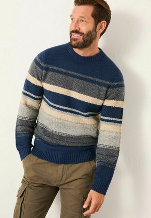 REGULAR FIT - STRIPE CREW NECK - Strickpullover - navy