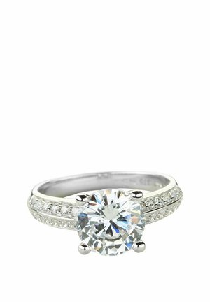 CUBIC ZIRCONIA SINGLE STONE WITH SHOULDERS - Ring - white gold