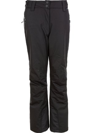 Schwarze Skihosen aus strapazierfähigem Material, mit geradem Schnitt, zwei vorderen Taschen mit Reißverschlüssen und verstärkten Unterschenkeln für zusätzlichen Schutz.