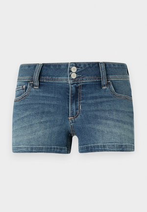 Hollister Co. Low-Rise Medium Wash Denim Shortie Shorts - Džinsiniai šortai - blue denim
