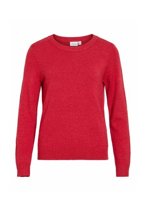 VILA, VIRIL O-NECK L/S KNIT TOP - NOOS - Pullover - savvy red