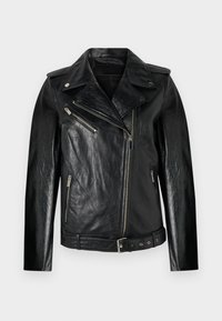BELTED BIKER JACKET - Ādas jaka - black