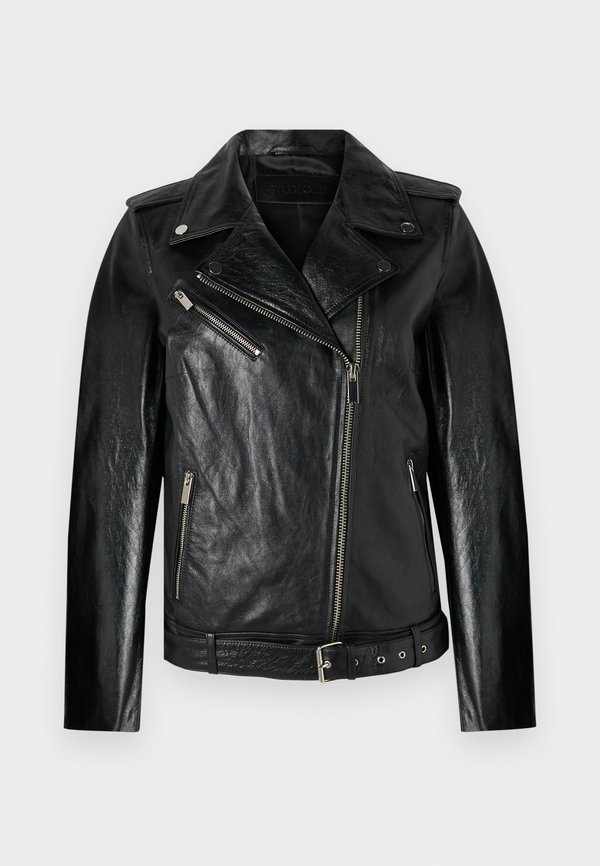 BELTED BIKER JACKET - Leather jacket2