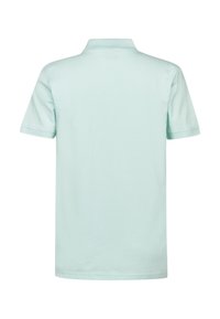 Polohemd met korte mouwen in licht mintgroene katoen. Heeft een klassieke kraag en een gladde textuur met een rechte zoom. Minimalistisch ontwerp.