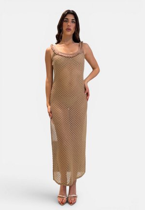 4Giveness, ABITO LUNGO NATURAL MESH - Vestito lungo - cammello