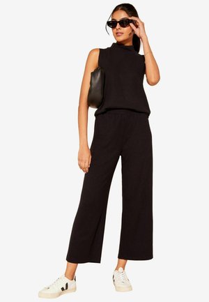 COSY ROLL NECK SLEEVELESS TANK  - Linne - black