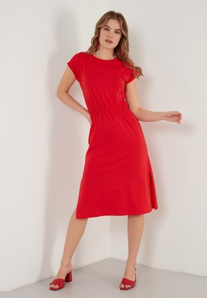 SHORT SLEEVE MIDI - Denní šaty - red