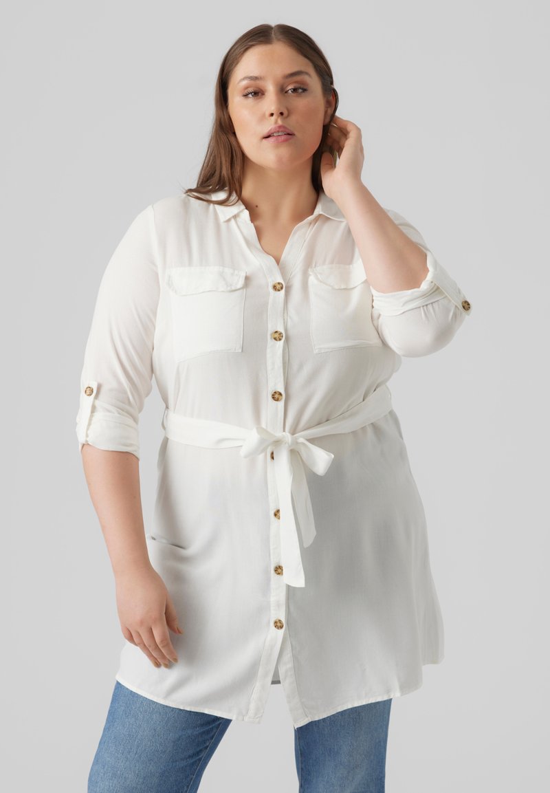 Vero Moda Curve - VMBUMPY SHIRT DRESS - Nappali ruha - snow white, Nagyítás