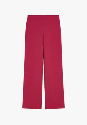 Pantalon rouge à jambes larges avec taille haute, sans poches ni ornements visibles, présenté sur un fond blanc uni.