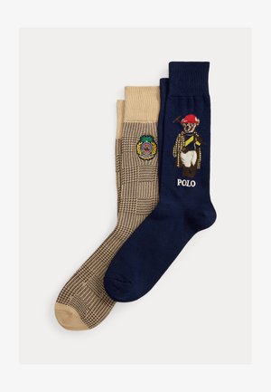 Polo Ralph Lauren POLO BEAR & CREST TROUSER SOCK 2-PACK - Calcetines - navy/beige
