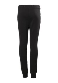 Pantalones de chándal negros con cinturilla elástica, corte ajustado y puños en los tobillos. Hechos de una tela suave, adecuados para el uso casual.