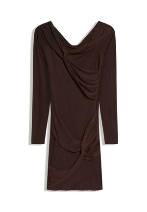 LONG SLEEVE KNOTTED - Denné šaty - dark brown